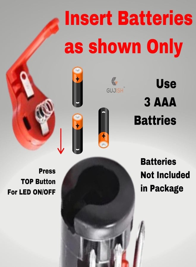 GUJISH 8 in 1 Multi-Function Screwdriver Kit with 6 Built in LED Flashlights | Versatile & Compact Professional Tools for Illumination and Precision Repairs at Home, Office, Car Travel & DIY Projects. - Image 3