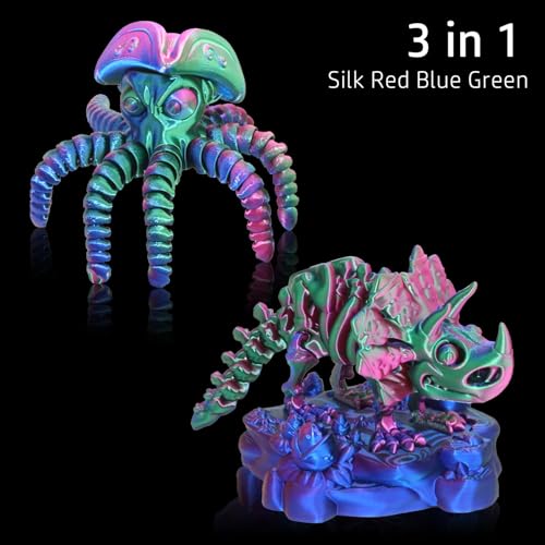 LOVOON 3D Printer Filament, Tricolor PLA Filament 1.75mm Silk Rainbow Filament Green-Red-Blue, 3D Printing Accessories PLA Filament Multicolor, Dimensional Accuracy +/-0.02mm, 2.2lbs/Spool - Image 3