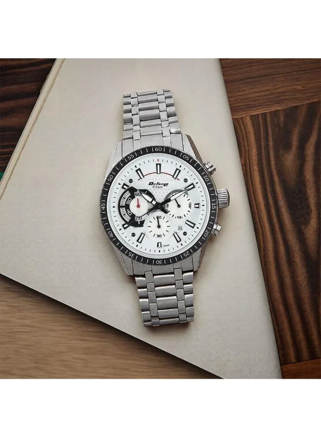 تيتان Men's Stainless Steel Chronograph Watch 90077KM01 - 46 mm