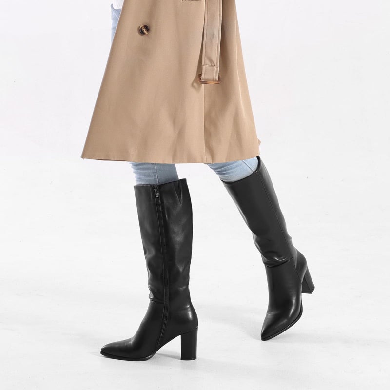 Vipost 3.35-inch Pointed Toe Knee High Boots for Women, Chunky Block Heel Tall Boots for Women with Side Zipper, Long Fall Winter Boot 2025 - Image 2