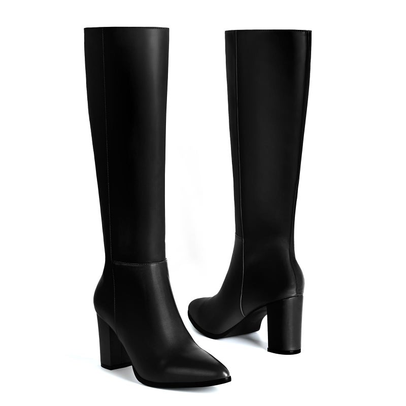 Vipost 3.35-inch Pointed Toe Knee High Boots for Women, Chunky Block Heel Tall Boots for Women with Side Zipper, Long Fall Winter Boot 2025 - Image 4