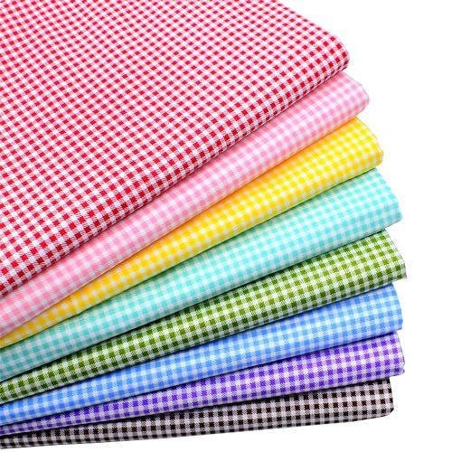 iNee Gingham Fat Quarters Fabric Bundles, Quilting Fabric for Sewing Crafting, 18 x 22 inches, (Gingham) - Image 1
