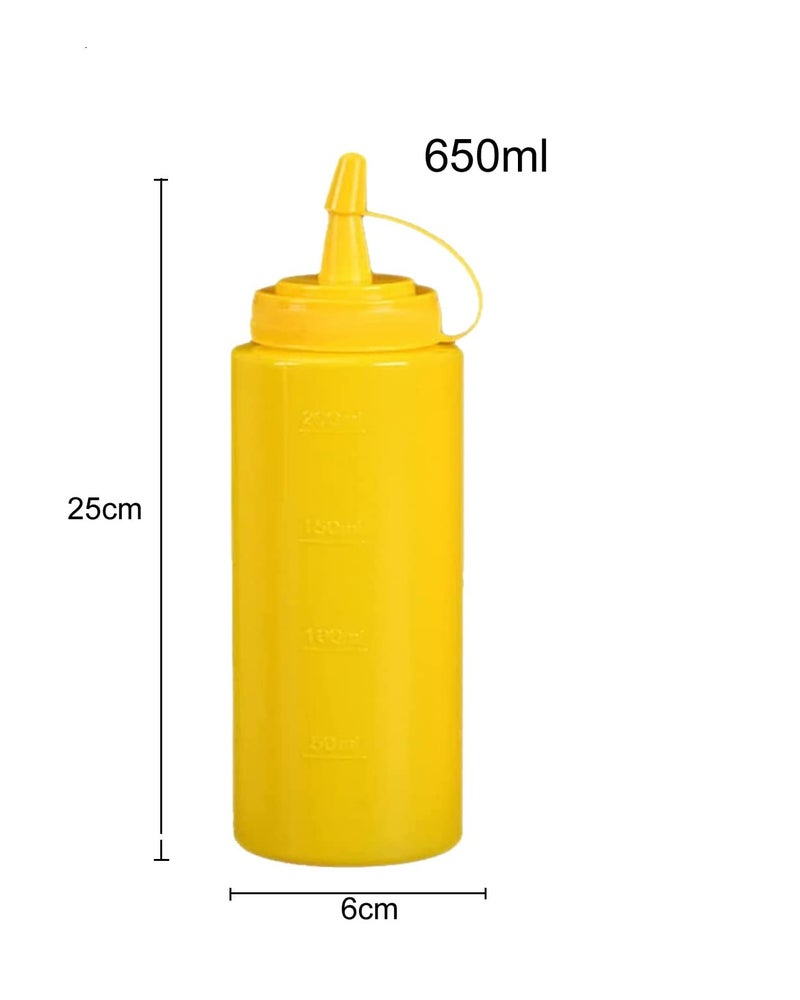 PAUL SONS Hospitality Ketchup Mustard Oil Sauce Dispenser Squeeze Condiment Bottle 650ml(Pack of 2Pc Yellow) - Image 3