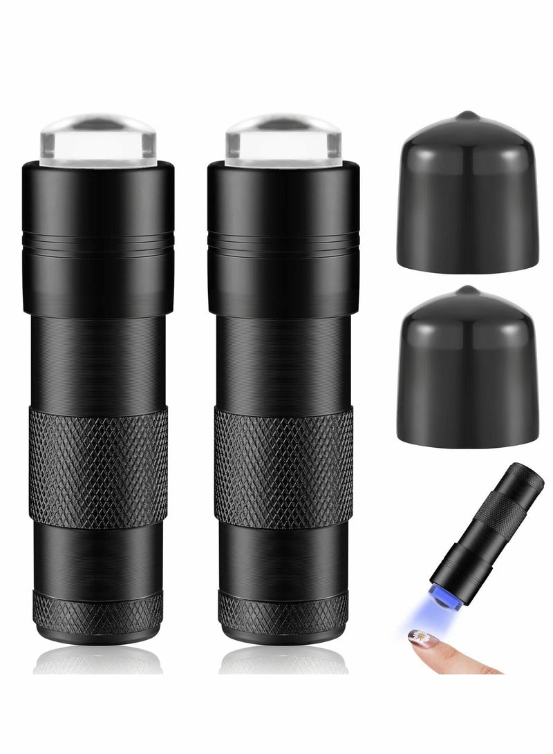 Excefore UV Lamp Nail Dryer For Gel Nail Dryer With Clear Jelly Silicone Mini UV LED Flashlight Nail Art Tool Handheld Nail Lamp French Nail Art Kit (Black) 2 Pieces - Image 1