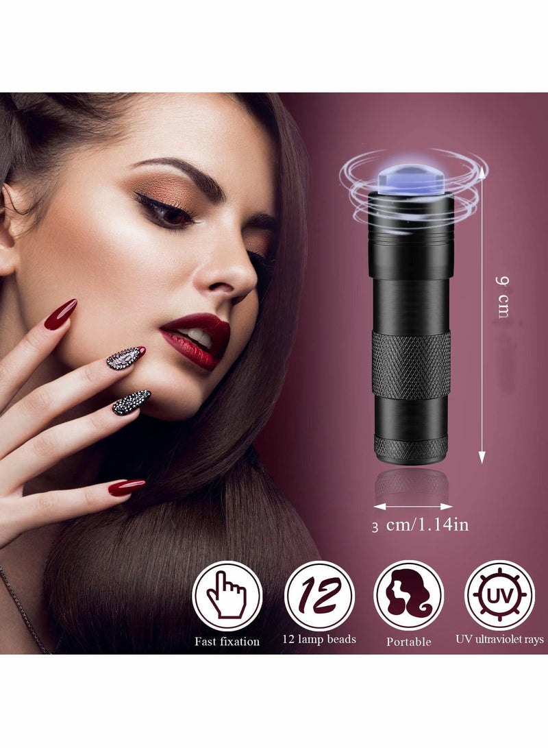 Excefore UV Lamp Nail Dryer For Gel Nail Dryer With Clear Jelly Silicone Mini UV LED Flashlight Nail Art Tool Handheld Nail Lamp French Nail Art Kit (Black) 2 Pieces - Image 2