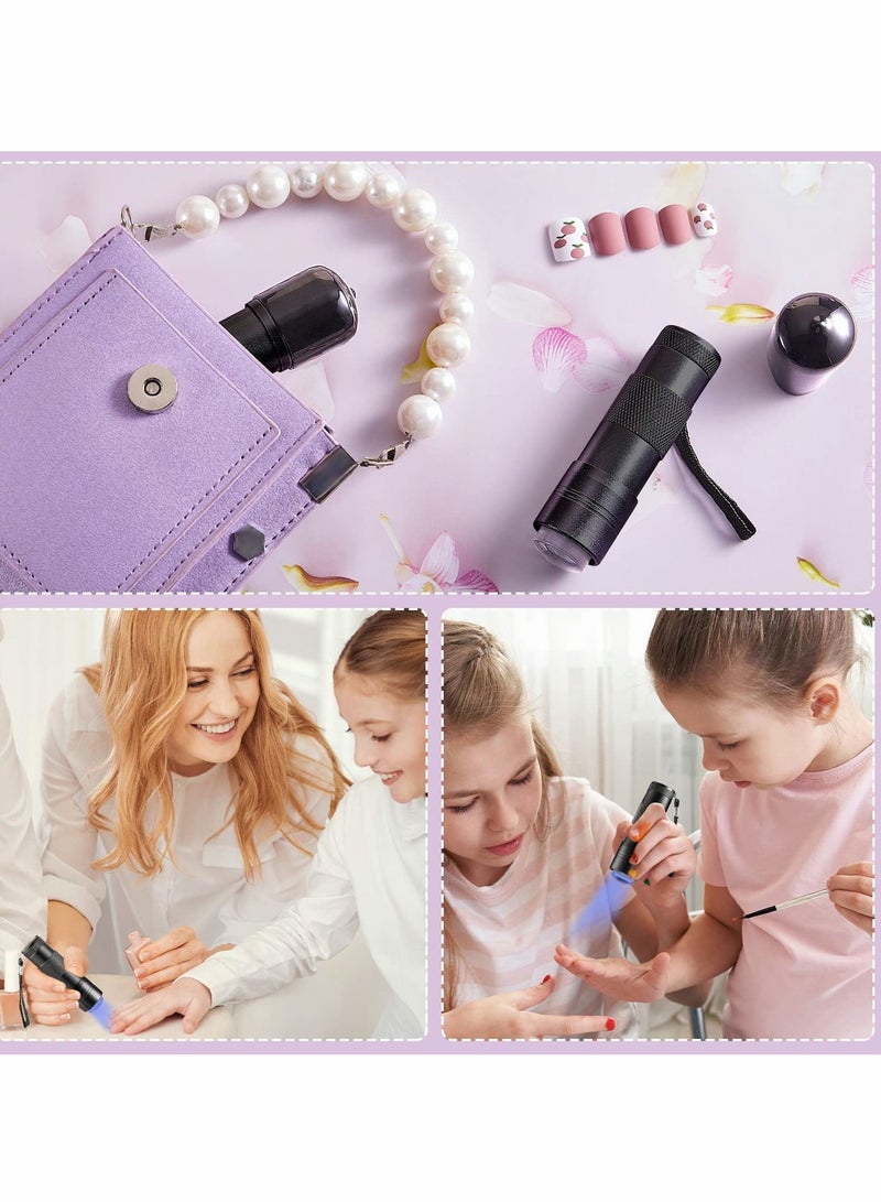 Excefore UV Lamp Nail Dryer For Gel Nail Dryer With Clear Jelly Silicone Mini UV LED Flashlight Nail Art Tool Handheld Nail Lamp French Nail Art Kit (Black) 2 Pieces - Image 5