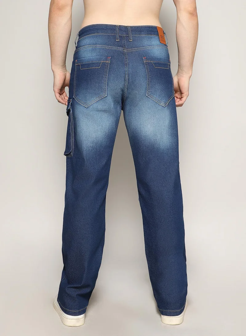 CAHOOT  Men's Dark Blue Utility Cargo Denim Jeans for Men | Best Price UAE