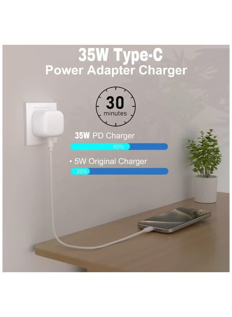 شاحن سريع 35 واط آيفون | شاحن حائط سريع USB C متوافق مع آيفون 16/15/14/14 برو/14 برو ماكس/13/12/SE2020/11/XR/XS ماكس/X/iPad - Image 4