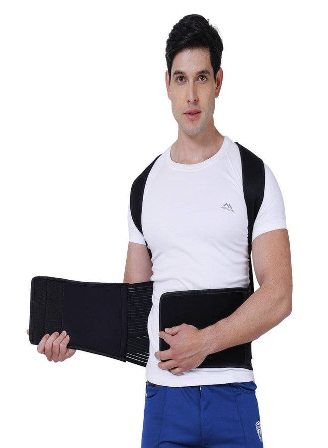 ZEDAN 2-In-1 Neoprene Posture Corrector Belt with Attached Support Belt | Helps in Back Pain, Back Straight & Shoulder Support Belt | For Spine & Body Posture Correction | Universal Size | Unisex - Image 3