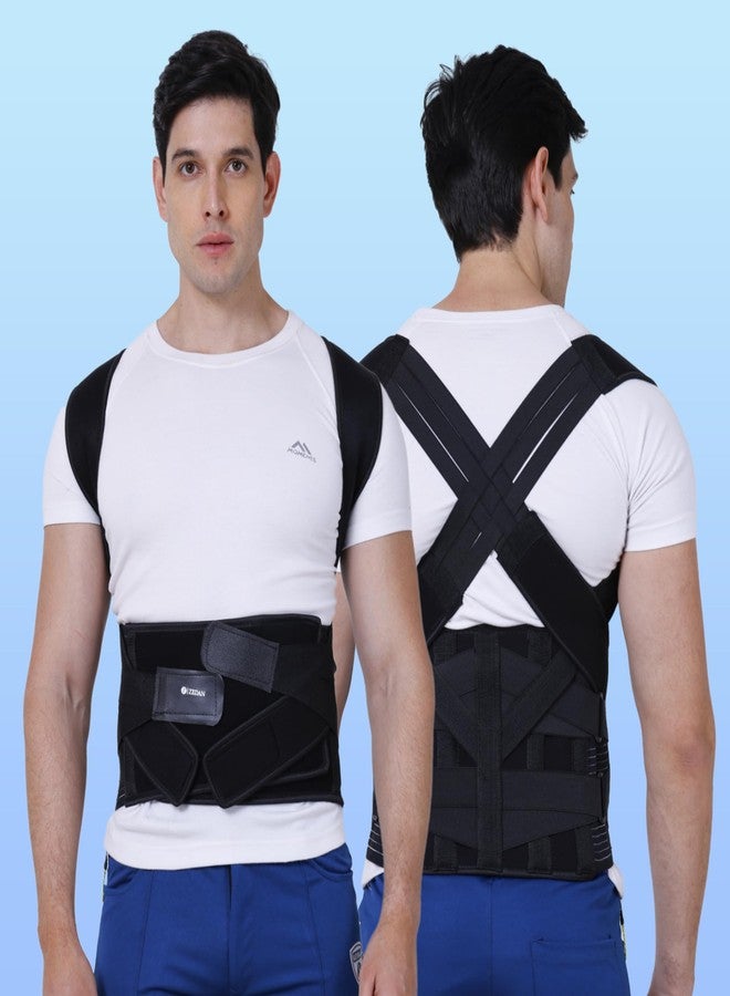 ZEDAN 2-In-1 Neoprene Posture Corrector Belt with Attached Support Belt | Helps in Back Pain, Back Straight & Shoulder Support Belt | For Spine & Body Posture Correction | Universal Size | Unisex - Image 5