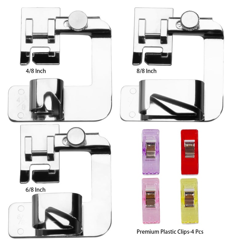AMZTKDIY 3 Sizes Wide Rolled Hem Pressure Foot Presser Feet Hemmer Foot Set 1/2 Inch, 3/4 Inch, 1 Inch for Brother Singer Sewing Machine Supplies - Image 2