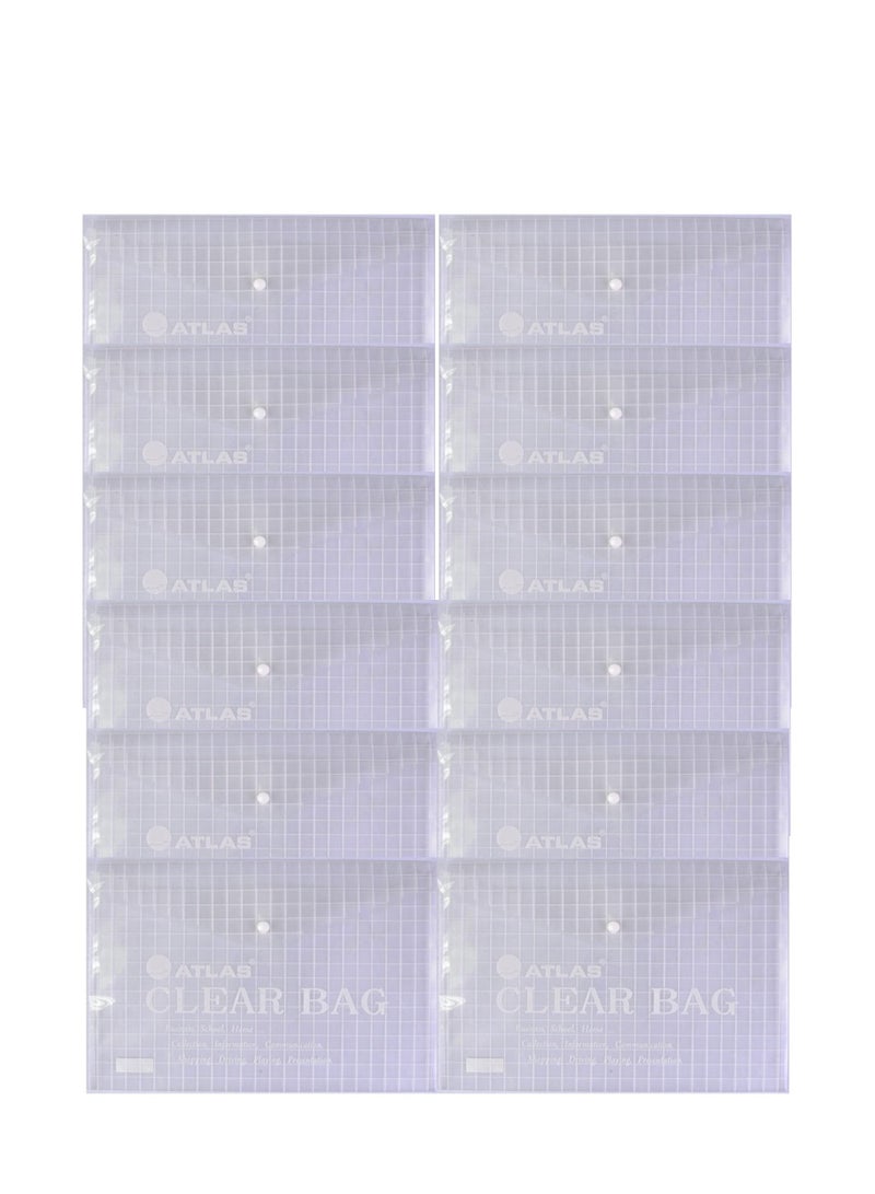 ATLAS 12-Piece Clear Document Bag White 