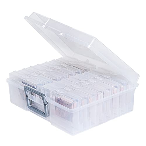 novelinks Photo Case 4" x 6" Photo Box Storage - 16 Inner Photo Keeper Photo Organizer Cases Photos Storage Containers Box for Photos (Clear-Silver Handle) - Image 1