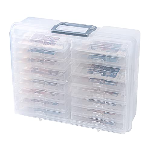 novelinks Photo Case 4" x 6" Photo Box Storage - 16 Inner Photo Keeper Photo Organizer Cases Photos Storage Containers Box for Photos (Clear-Silver Handle) - Image 2