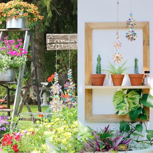 Heogacinlia 2 PCS Crystal Flower Sun Catcher Prisms Colorful Suncatcher Hanging Ornament Crystals Sunflower Rainbow Maker Suncatchers for Windows Hanging Indoor Outdoor Balcony Aesthetic Home Patio Garden Decor - Image 5