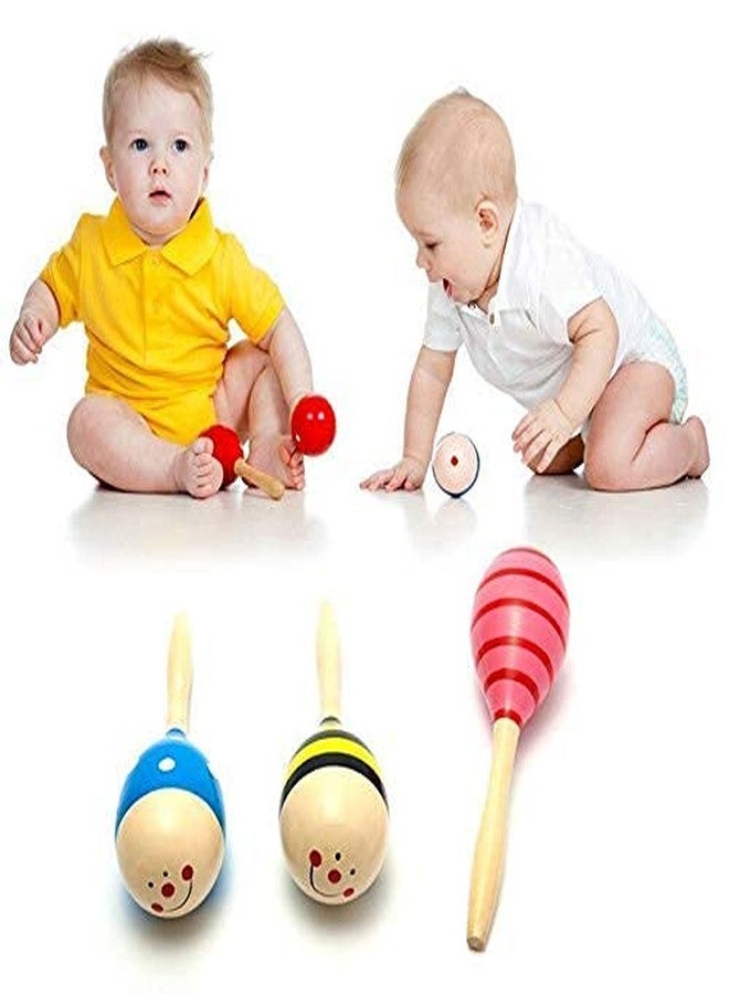 Shoro Handcrafted Wooden Baby Rattle - Sound Making Toys - Egg Shaker-Set of 3 (Assoted Colors) - Image 4