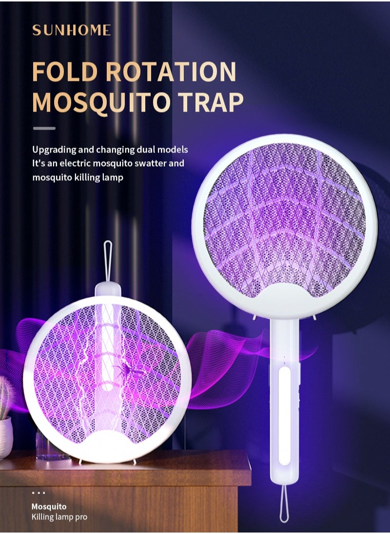 Sunhome 2-in-1 USB Rechargeable Electric Mosquito Swatter Insect Killer BG-A9 White  - Image 2