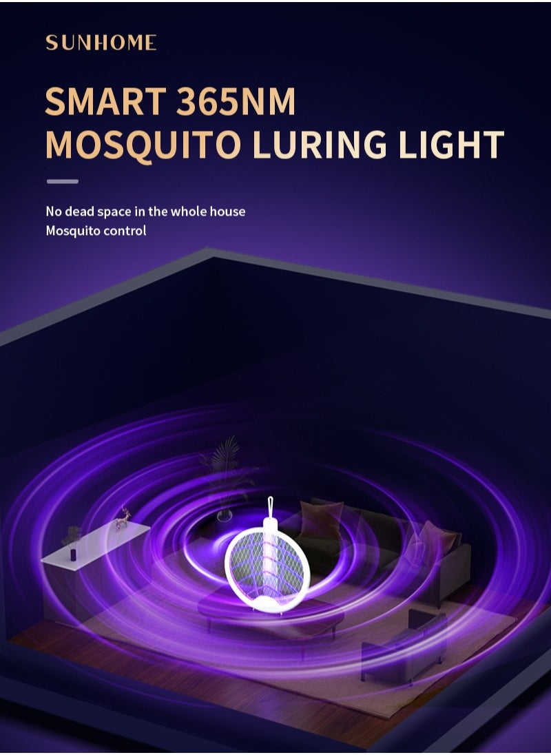 Sunhome 2-in-1 USB Rechargeable Electric Mosquito Swatter Insect Killer BG-A9 White  - Image 3