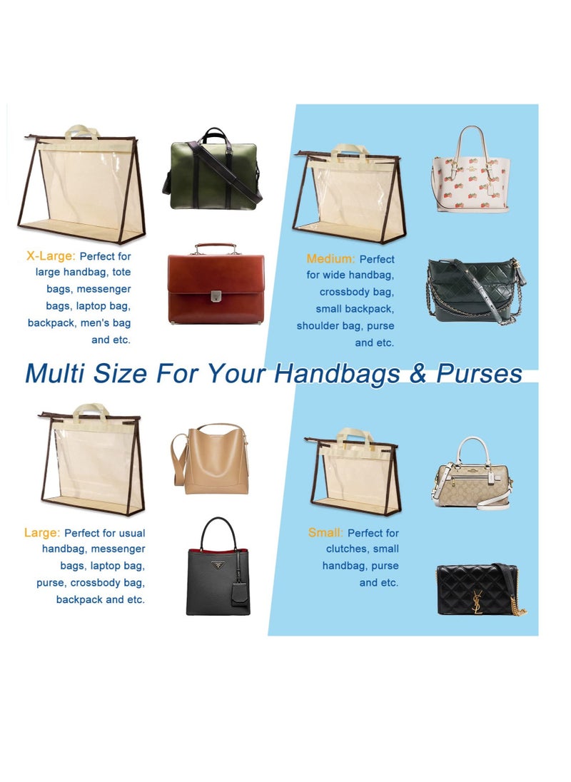 Excefore Handbag Dust Bags, Clear Purse Storage Organizer, Hanging Zipper Storage Bag for Handbags, for Hanging Closet with Zipper, Handles and Hook  - Image 5