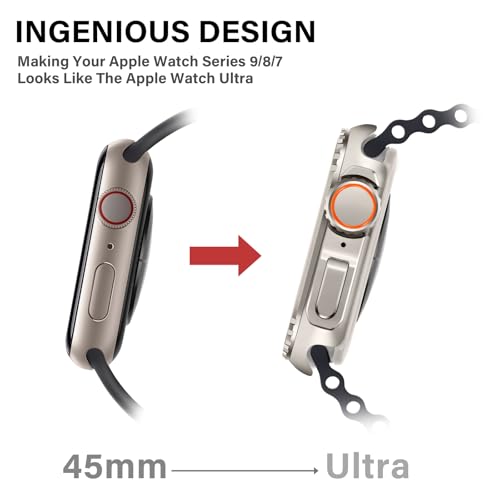 Bisikor 2 in 1 Metal Case Compatible with Apple Watch Series 9/Series 8/Series 7 45mm, Rugged Shockproof Metal Bumper Case with Back Cover for iWatch 45mm (Titanium) - Image 3
