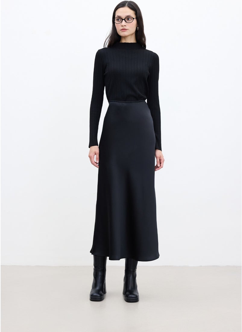 Manuka - Satin Midi Skirt Black - Image 1