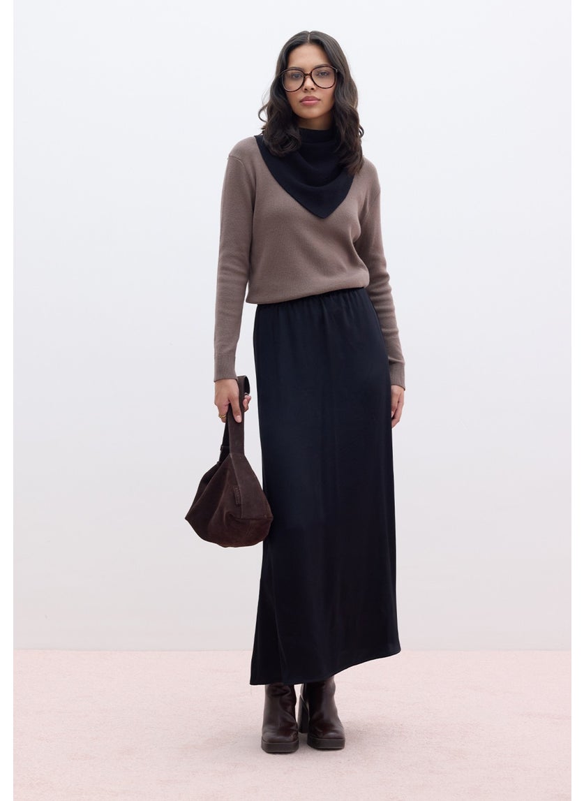 Manuka - Satin Midi Skirt Black - Image 1