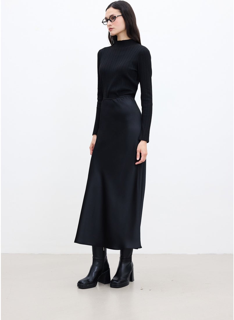 Manuka - Satin Midi Skirt Black - Image 1