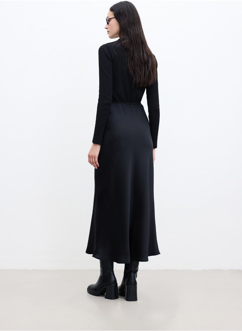 Manuka - Satin Midi Skirt Black - Image 1