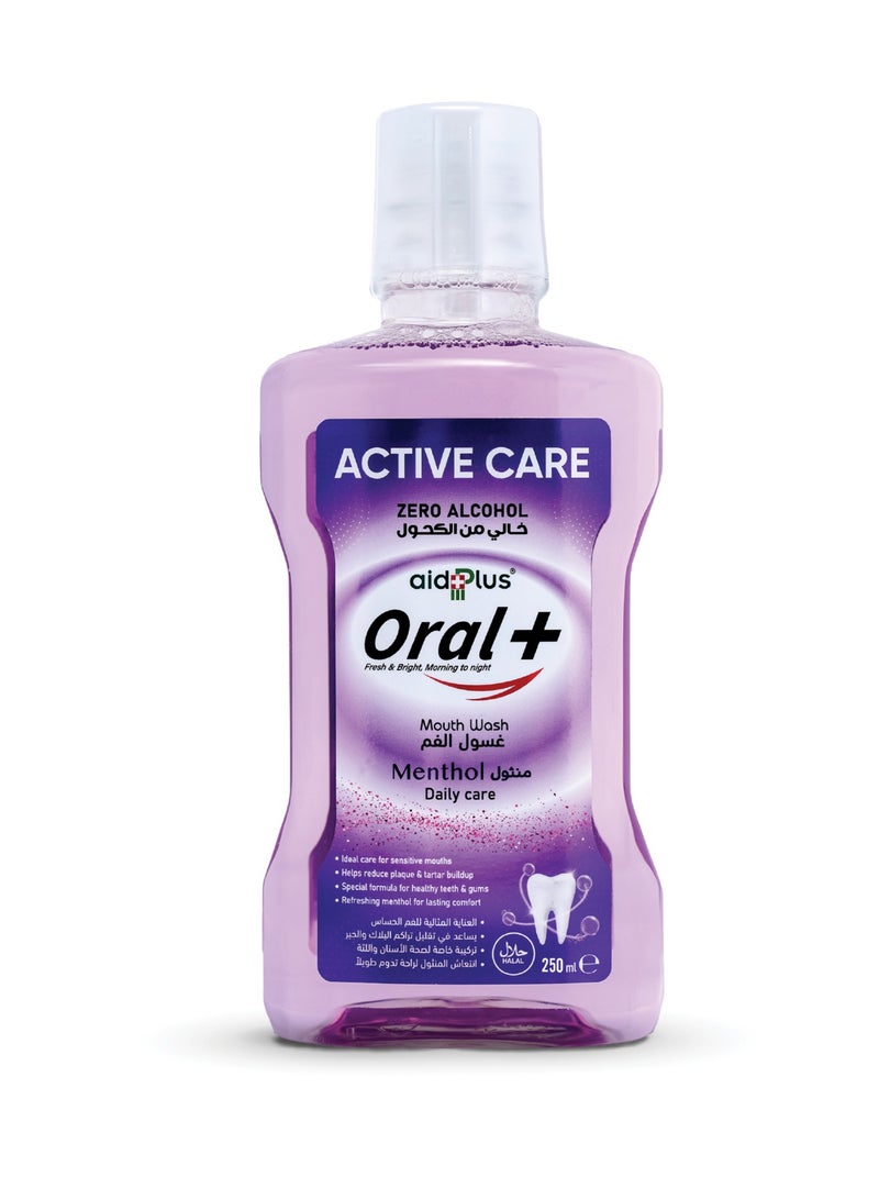 ايد بلس غسول الفم AidPlus Oral+ Active Care | غسول خالٍ من الكحول | نَفَس منعش، عناية باللثة، وحماية من البلاك والجير | للعناية اليومية بصحة الفم | بنكهة المنثول - Image 1