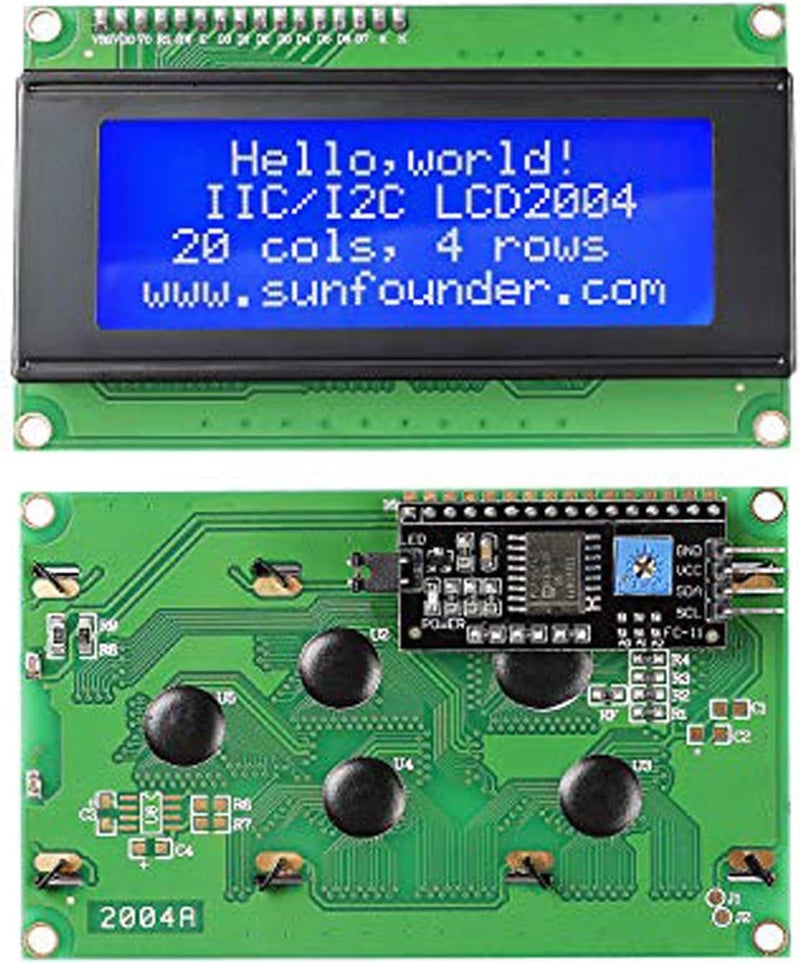 صن فويندر حزمة مكونة من 2 وحدة LCD 2004 20x4 مع محول واجهة IIC I2C، إضاءة خلفية زرقاء، متوافقة مع MEGA2560 Arduino R3 Raspberry (تشمل I2C) - Image 2