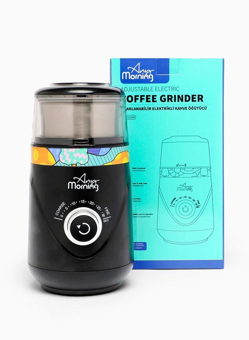 Any Morning Electric Coffee Grinder, Adjustable Herb Grinder for Beans, Spices, Nuts, Stainless Steel Blades, Removable Cup, 10 Precise Grind Settings, Grinds Rapidly and Evenly, 70 g-2.5 oz, 150 W - Image 5