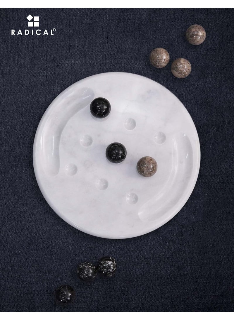 Radicaln Marble Tic Tac Toe Game 10 Inch Black and Oceanic Handmade Indoor and Outdoor Board Games for Adults & Family - Decorative Game for Gifts, Travel & Table Décor - Image 2