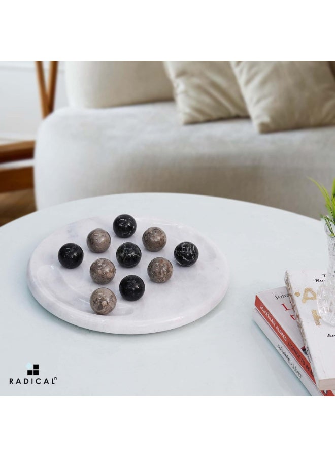 Radicaln Marble Tic Tac Toe Game 10 Inch Black and Oceanic Handmade Indoor and Outdoor Board Games for Adults & Family - Decorative Game for Gifts, Travel & Table Décor - Image 5