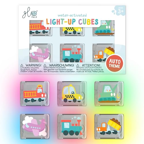 Glo Pals WaterActivated LightUp Cubes for Bathtime and Sensory Play Includes 6 Reusable LightUp Cubes Sensory Toys and Glowing Bath Cubes for Kids and Toddlers Auto - Image 1