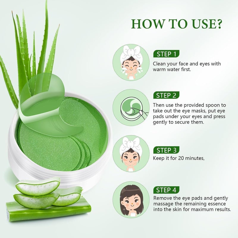 FANMIN Under Eye Patches, 30 Pairs Aloe Vera Eye Mask for Dark Circles, Puffy Eyes, Wrinkles,Skincare for Women & Men - Image 4