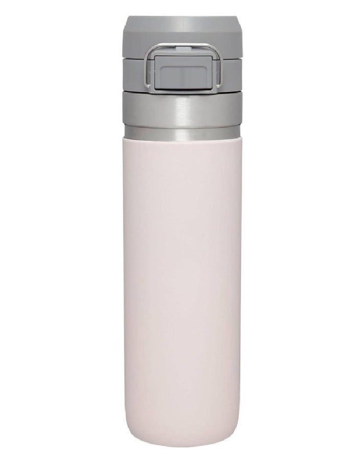 ارواق زجاجة مياه من الفولاذ المقاوم للصدأ سعة 24 أونصة مع شاكر بروتين - معزولة بجدار مزدوج، خالية من مادة BPA، مانعة للتسرب، أدوات شرب للسفر مع غطاء سريع الفتح للمشروبات الساخنة والباردة، لون بيج - Image 1