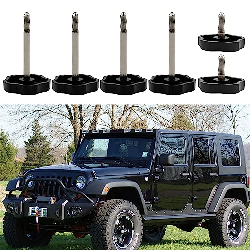 SYOWADA 6 PCS Soft Top Window Frame Door Surround Knob Screws with Pins Replacement for Jeep Wrangler JK 4-Door 2007-2018, ABS Screws, Stainless Steel Pin - Image 4