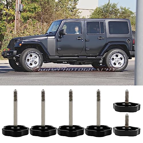 SYOWADA 6 PCS Soft Top Window Frame Door Surround Knob Screws with Pins Replacement for Jeep Wrangler JK 4-Door 2007-2018, ABS Screws, Stainless Steel Pin - Image 5