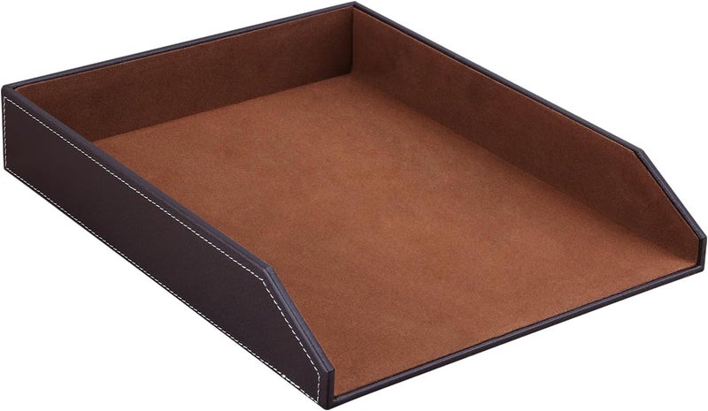 KINGFOM ™ A4 Leather Letter Tray (Brown) - Image 1