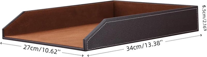 KINGFOM ™ A4 Leather Letter Tray (Brown) - Image 2
