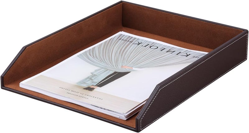 KINGFOM ™ A4 Leather Letter Tray (Brown) - Image 5