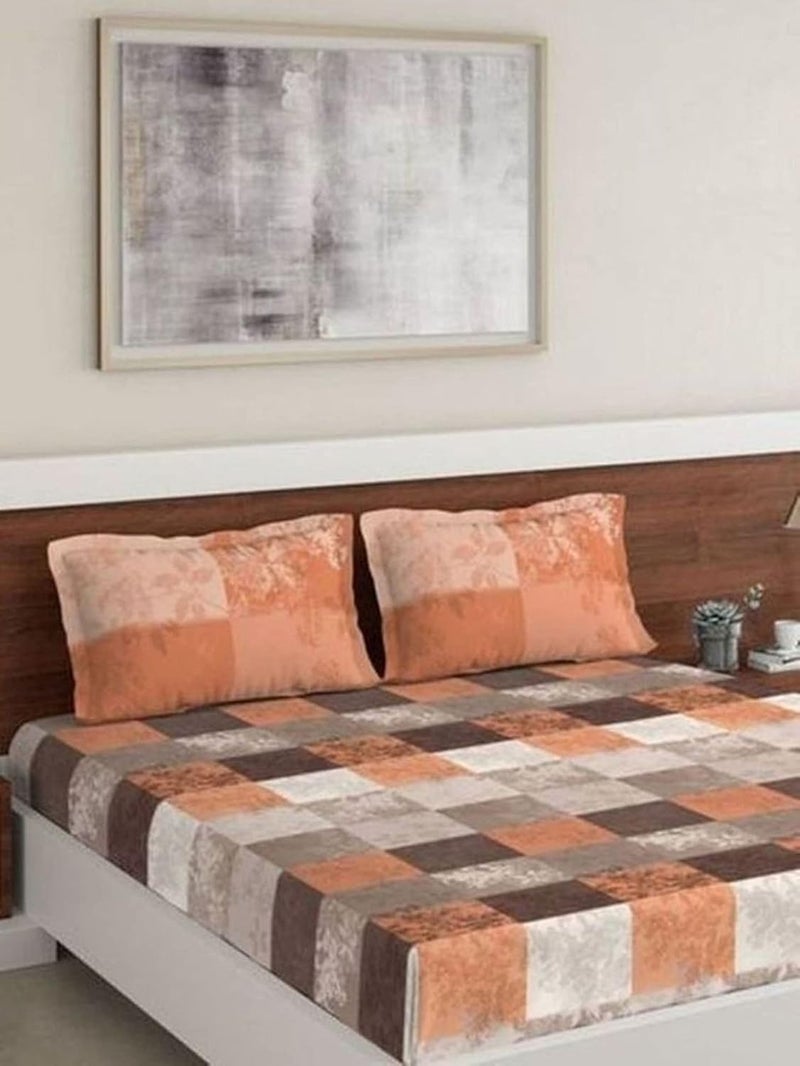 DDECOR Live beautiful DDECOR Autumnal 100 Cotton Double Bedsheet with 2 Pillow Covers Brown  - Image 2
