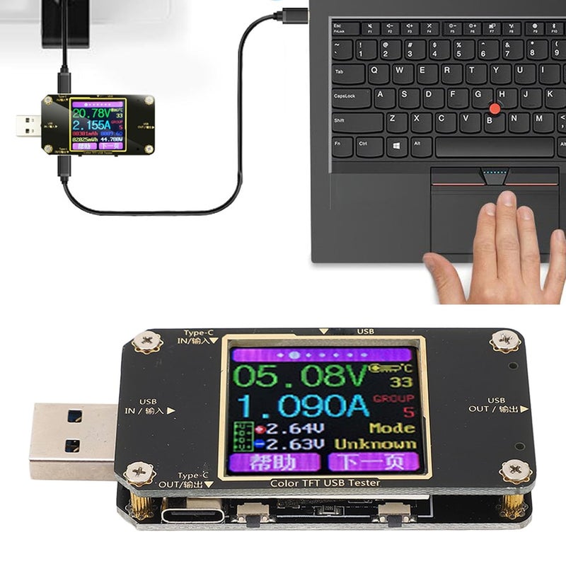 USB Voltmeter Ammeter Color LCD Display Digital Power Detector Voltage Current Tester PD Fast Charging Dual Way Insertion Rotatable Screen - Image 4