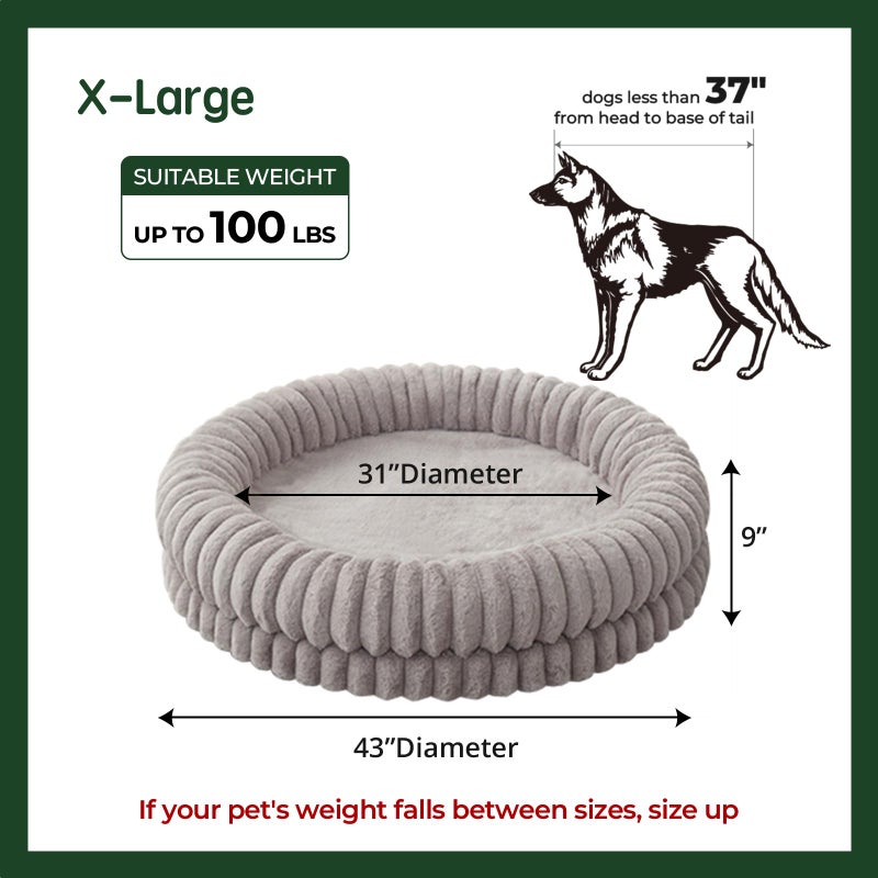 BALANCE Luxury Donut Dog Bed, 43 Inches Round Dog Beds Large Sized Dogs Washable, Orthopedic Calming Dogs Bed for Pets with Anti-Slip Bottom, Oatmeal - Image 5
