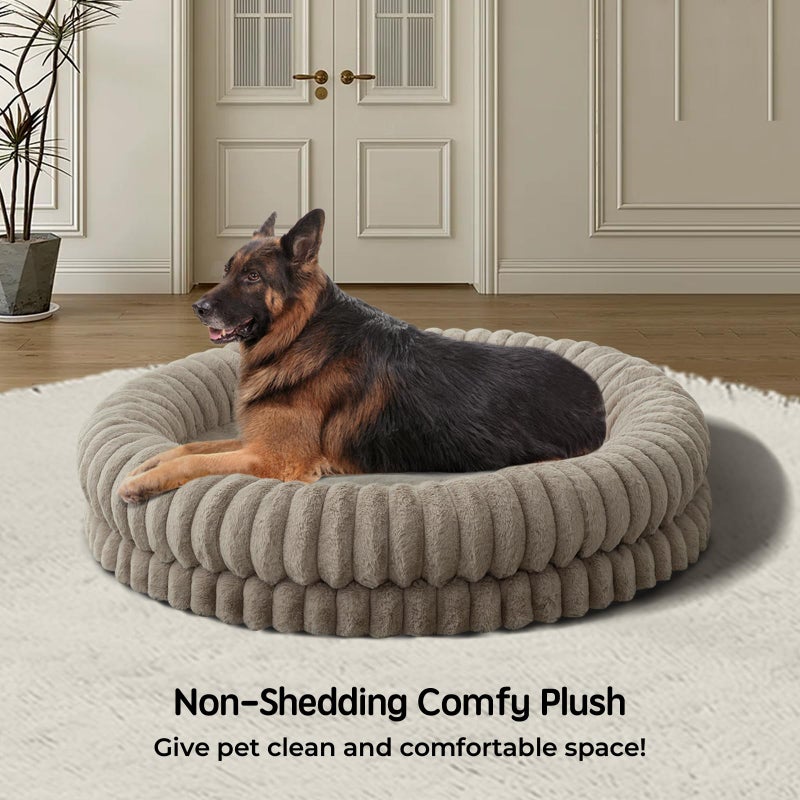 BALANCE Luxury Donut Dog Bed, 43 Inches Round Dog Beds Large Sized Dogs Washable, Orthopedic Calming Dogs Bed for Pets with Anti-Slip Bottom, Oatmeal - Image 2