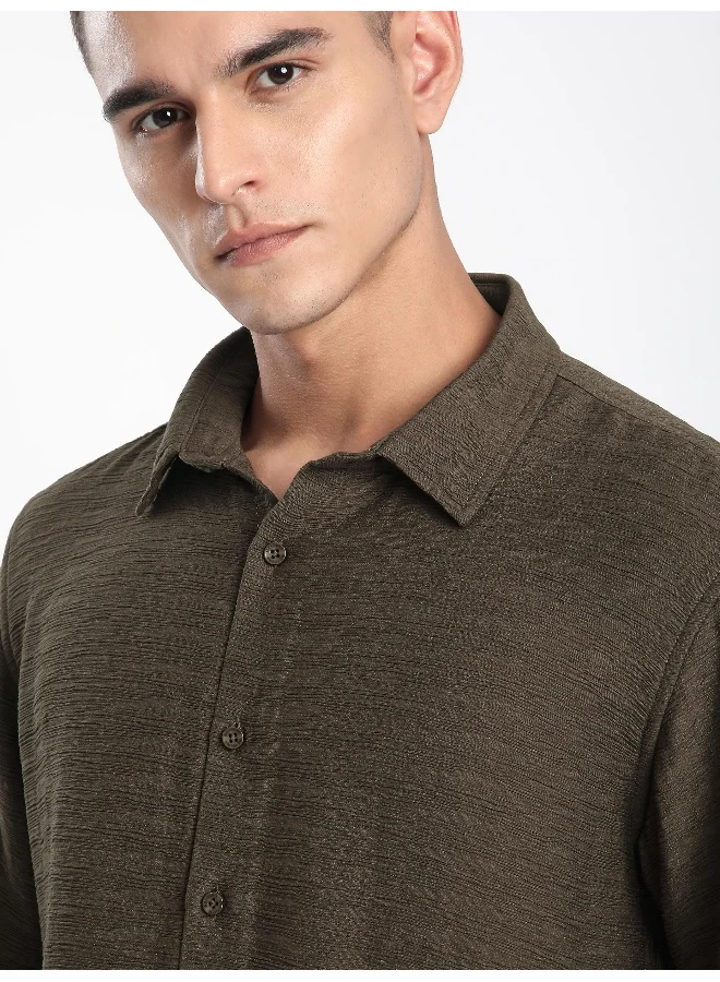 بيونغ قميص بني كراميل مجعد