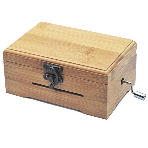 Wingostore 30 Notes Hand Crank Music Box Movement with Copper Gear DIY Make Your Music Tool Kit (With Bamboo Box) - Image 1
