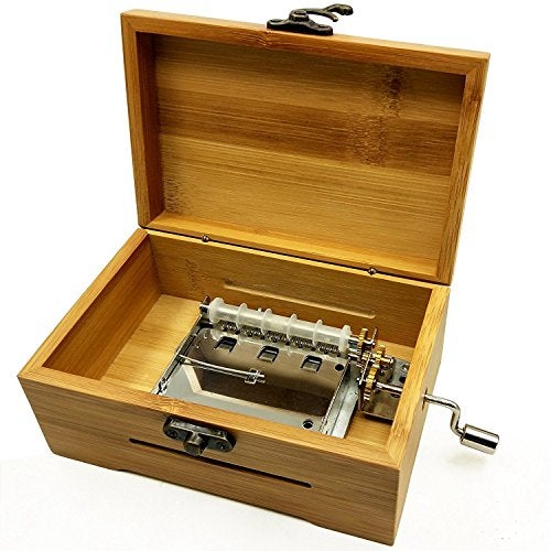 Wingostore 30 Notes Hand Crank Music Box Movement with Copper Gear DIY Make Your Music Tool Kit (With Bamboo Box) - Image 2