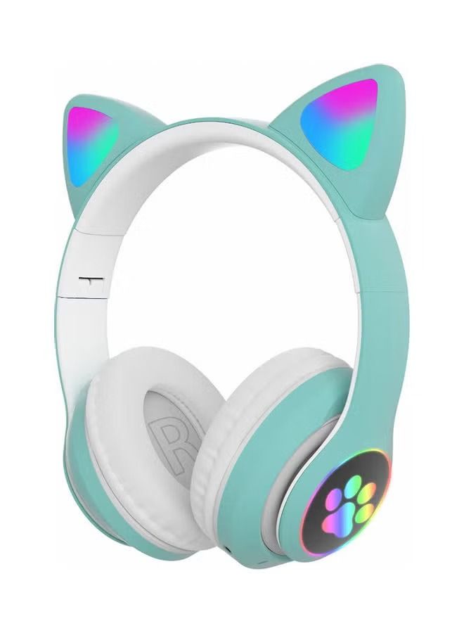 ACLIX Over Ear Music Headset Glowing Cat Ear BT 5.0 Green - Image 1