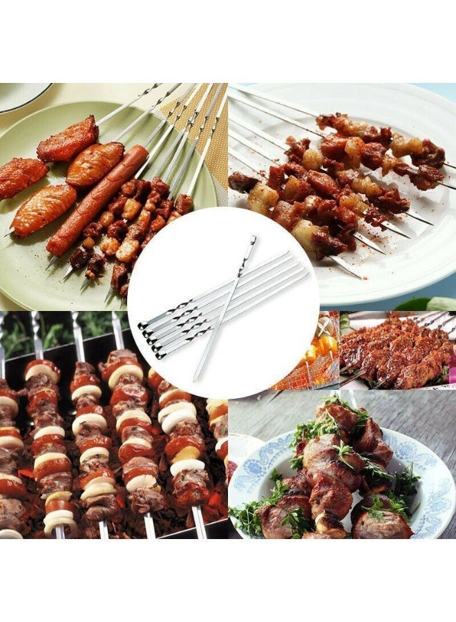 مجموعة من 6 اسياخ كباب معدنية مسطحة 44 سم من الستانلس ستيل للشواء والشيش والكبوب والشواء، مجموعة اسياخ عريضة قابلة لاعادة الاستخدام شديدة التحمل للحوم والخضروات والشواء والطبخ في الهواء الطلق - Image 1